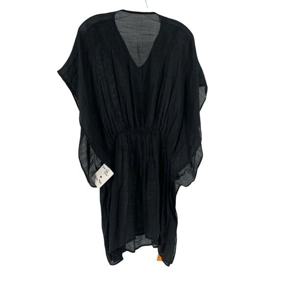 Bohemian Beaded Blouse Black V Neck Dolman Sleeve One Size Beach Tunic LOF NEW - Picture 8 of 9